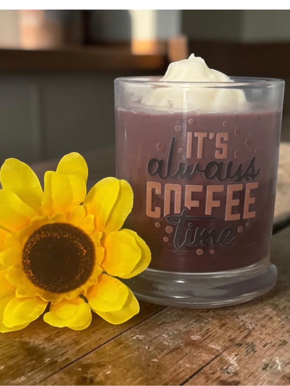 It's Always Coffee Time Scented Candle - Brown Glass Jar